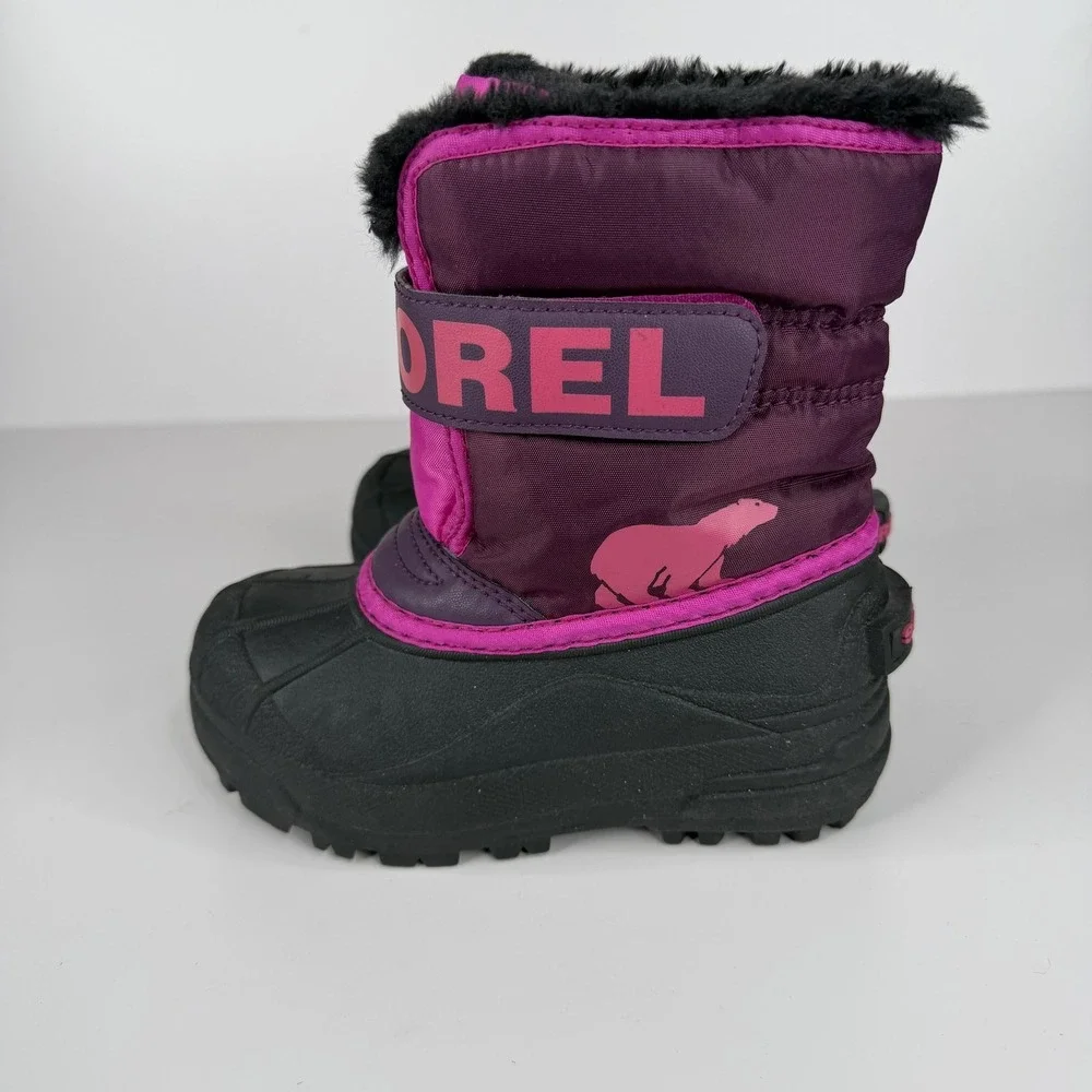 Sorel‎ Snow Commander Boots Girls Size 11 Purple Insulated Faux Fur Winter